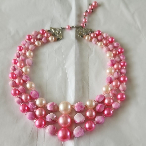 Lustrous Pink Multi-Strand Necklace - Picture 1 of 13